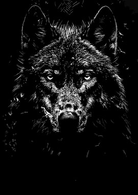 Monochrome Wolf Portrait