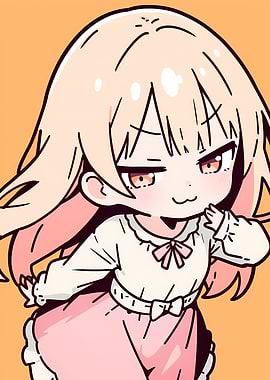 Chibi Girl with Peach Hair