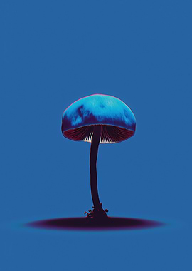 Blue Mushroom on Blue Background