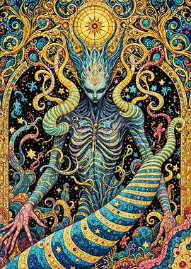 Ornate Alien Creature in Fantasy Setting
