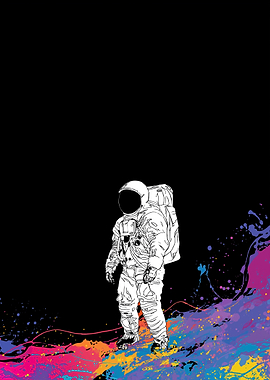 Astronaut on Colorful Splatter