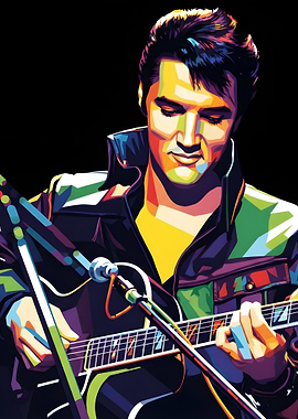 Elvis Presley Playing Guitar Pop Art