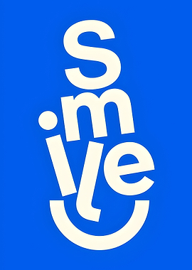 Smile Typography on Blue Background