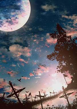 Cemetery Under a Pink Moon