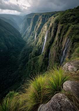 Majestic Canyon with Waterfalls