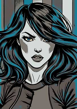 Comic Book Style Woman Portrait