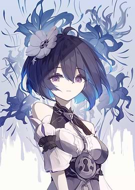 Girl with Floral Background