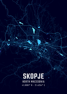 Skopje Midnight City Map