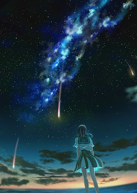 Anime Girl Watching Meteor Shower