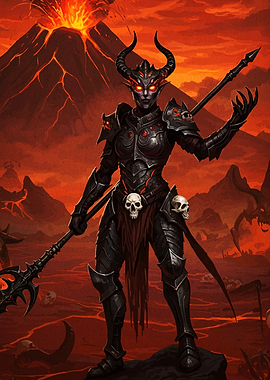 Demon Warrior Volcanic Landscape