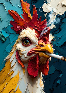Smoking Chicken Portrait