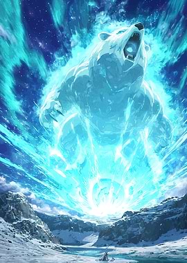 Glowing Polar Bear Snowy Landscape