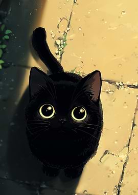 Cute Black Cat Illustration