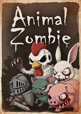 Animal Zombie Cartoon Poster