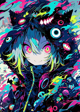 Anime Girl with Monster Hoodie