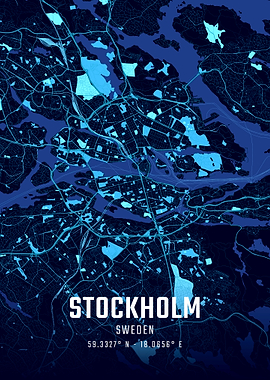 Stockholm Midnight City Map