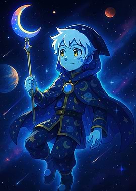 Celestial Wizard Boy Moon Staff