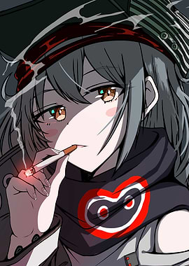 Anime Girl Smoking Cigarette