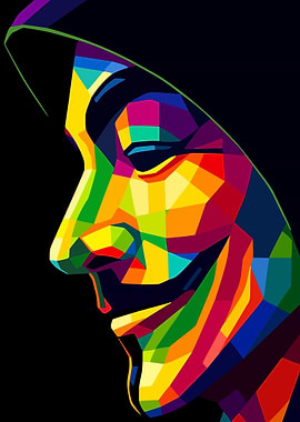 Colorful Anonymous Mask Pop Art Portrait