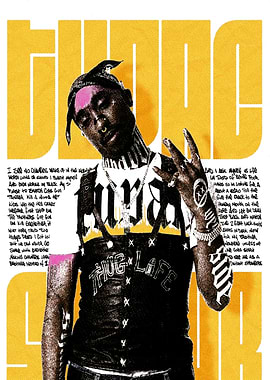 Tupac Shakur Portrait with Lyrics