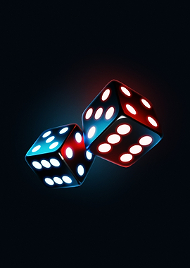 Two Dice with Neon Glow