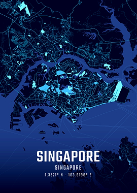 Singapore Midnight City Map