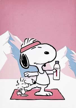 Snoopy and Woodstock Yoga Cartoon