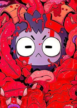 Cartoon Character Surrounded by Tentacles