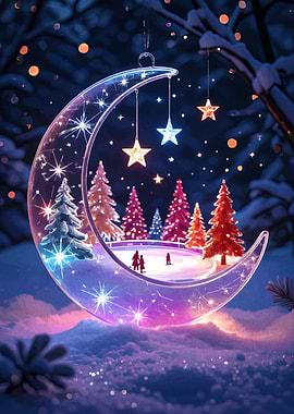 Winter Wonderland Crescent Moon Ornament