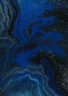 Abstract Blue and Black Fluid Art