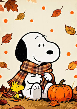 Snoopy and Woodstock Fall Scene