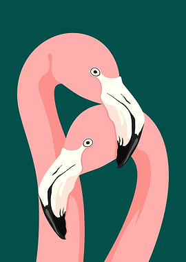 Two Flamingos in Love