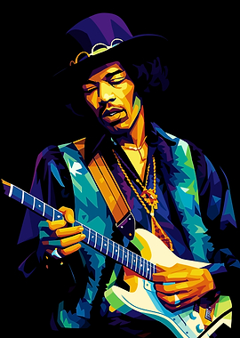 Jimi Hendrix Playing Guitar Pop Art