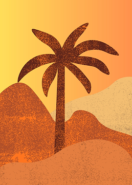 Palm Tree Desert Landscape Illustration