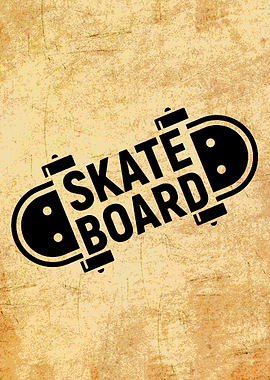 Skateboard graphic on textured background
