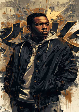 Urban Portrait with Graffiti Background