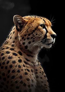 Cheetah Portrait on Black Background