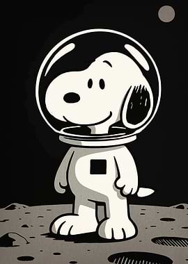 Snoopy Astronaut on the Moon