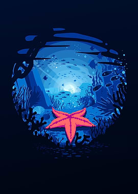 Underwater Scene with Starfish
