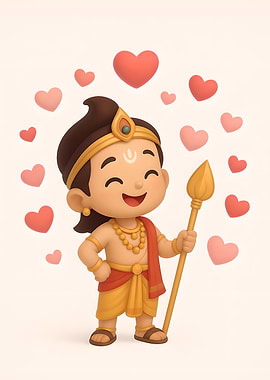 Adorable Hindu God Muruga | Cute Kartikeya Skanda Art