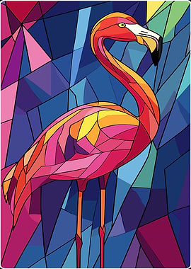 Geometric Flamingo Art