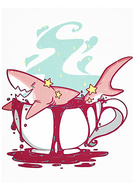Shark in a teacup illustration