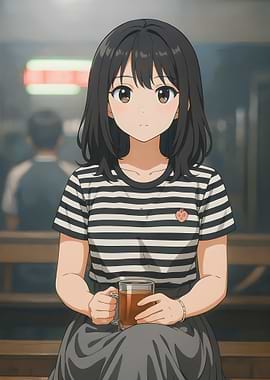 Anime Girl with Tea