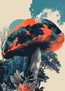 Abstract Mushroom Forest Digital Art