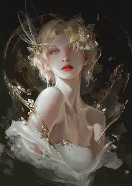 Ethereal Portrait with Gold Accents