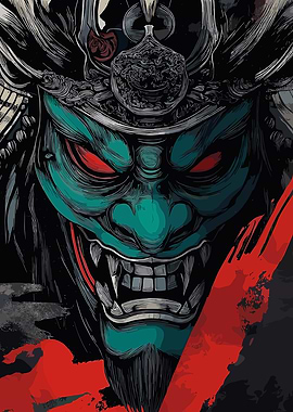 Samurai Mask Digital Art
