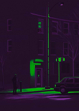 Night Scene with Figure and Car