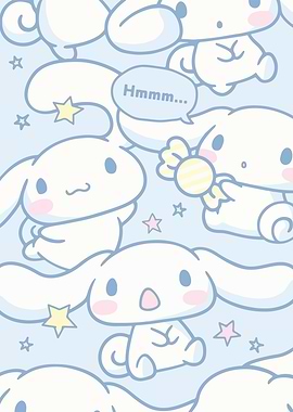 Cinnamoroll Pattern with Stars and Candy