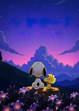 Snoopy and Woodstock Stargazing