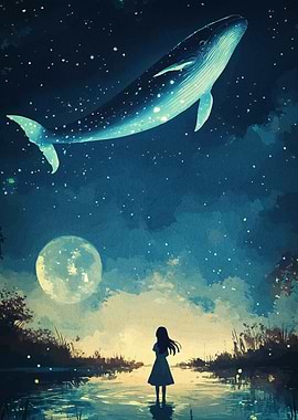 Whale in the night sky